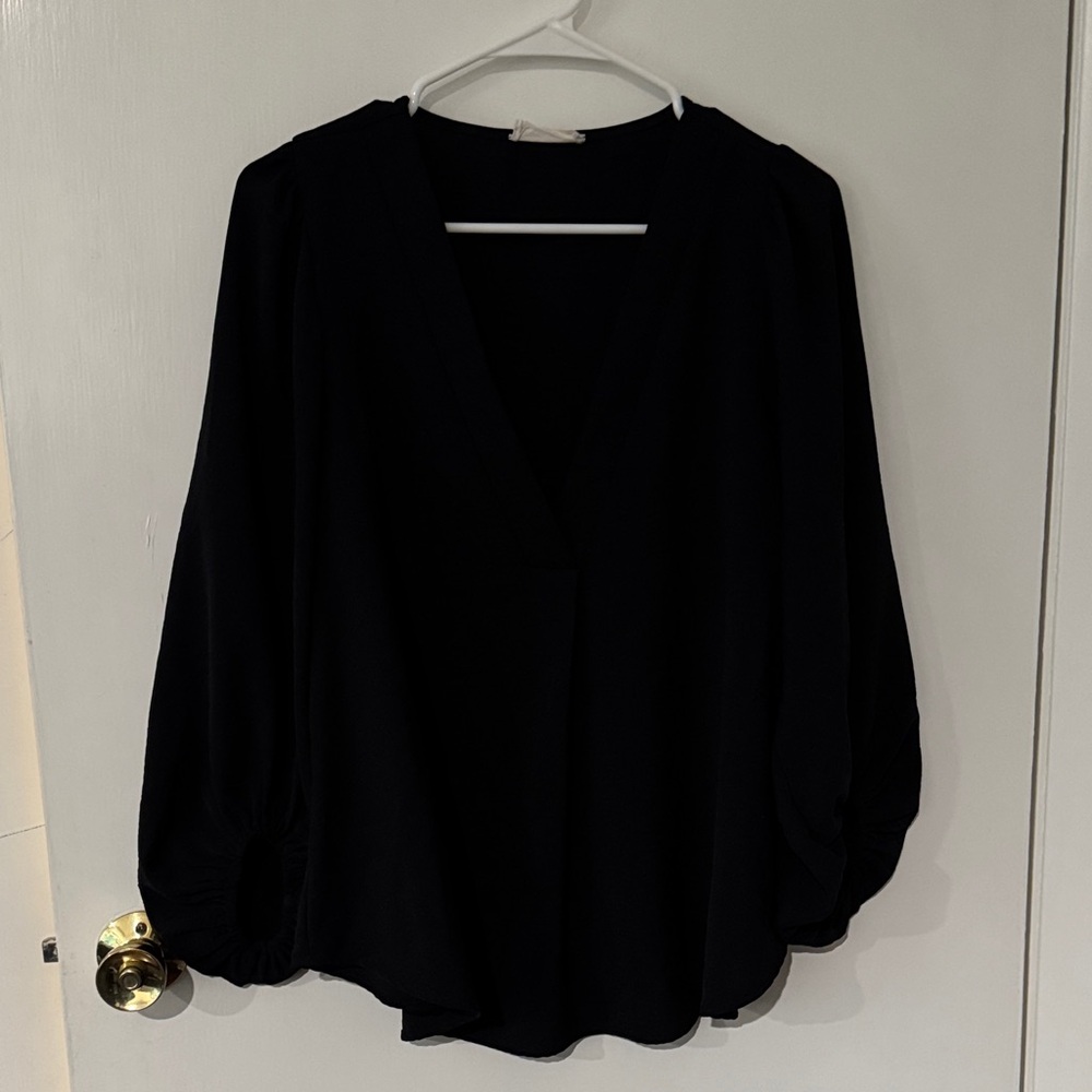 Altar'd State Black V-Neck Long Sleeve Blouse
